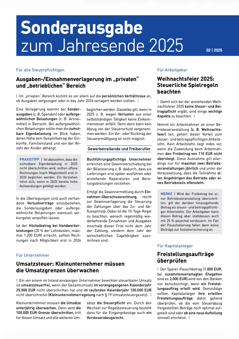 Sonderausgabe zum Jahresende 2025